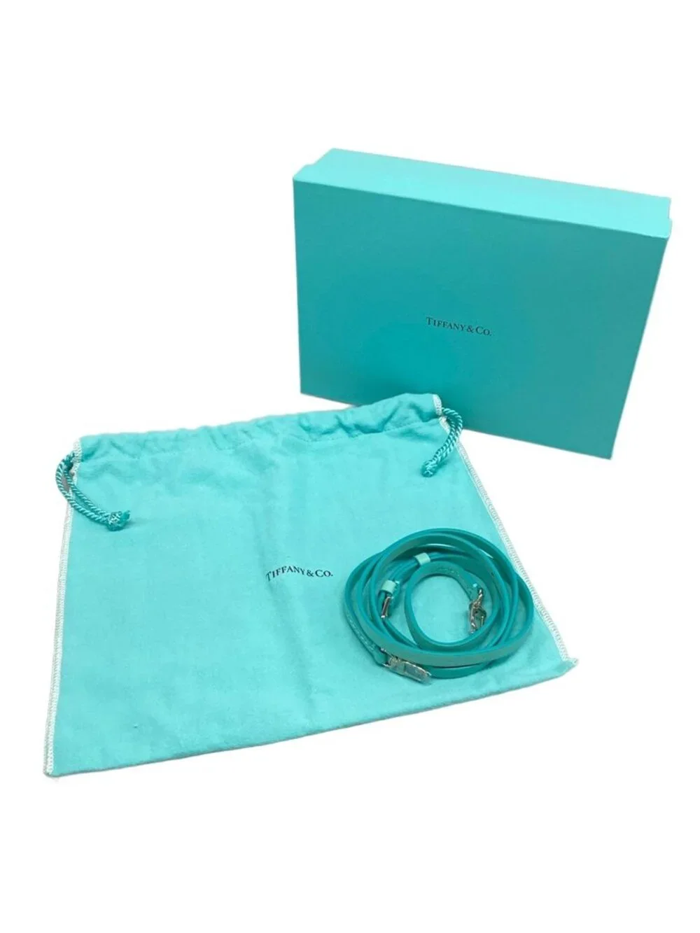 Tiffany & Co Tote Mini Shopping Light Blue Leather